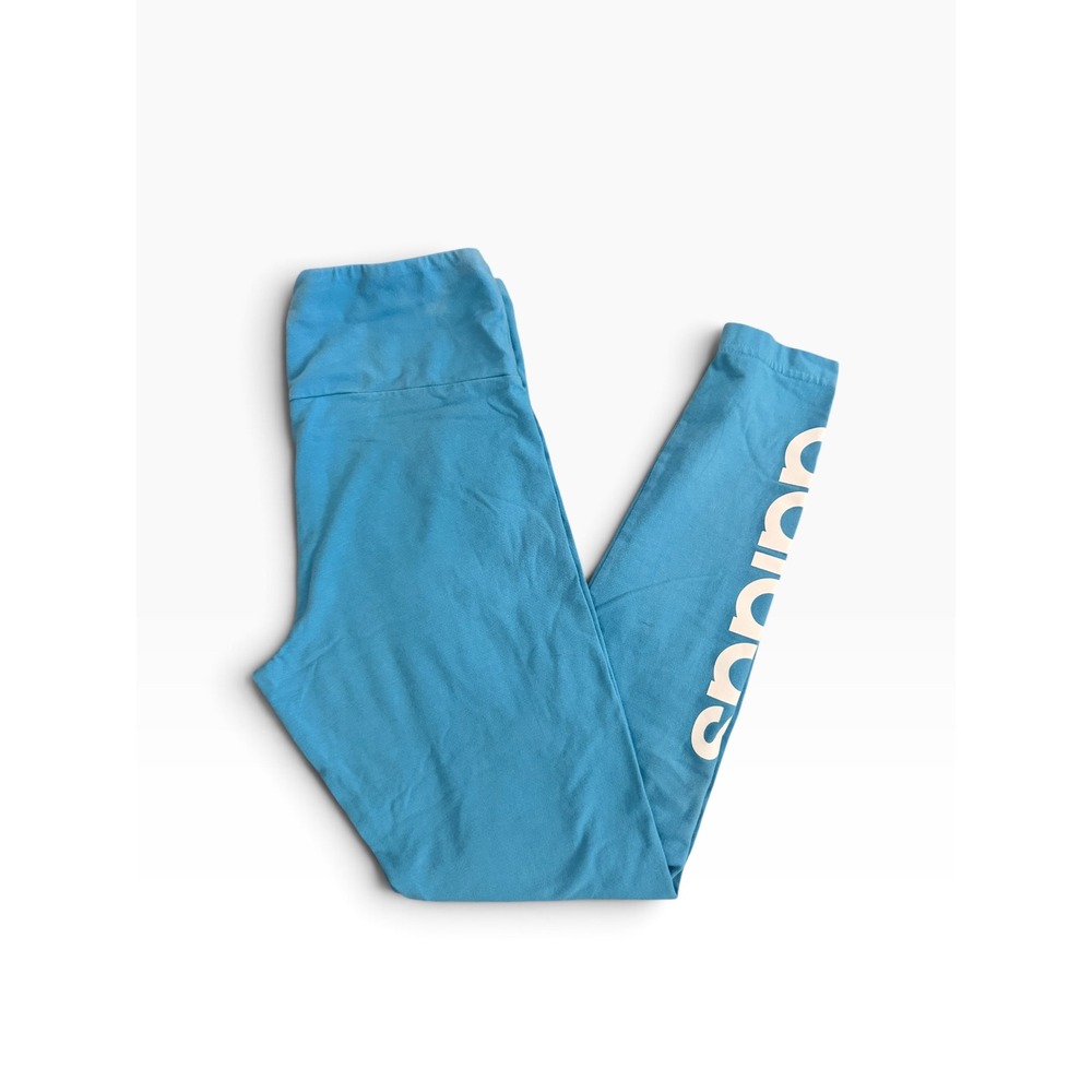 adidas Leggings Women Small Blue Good High Rise EUCGraphic Logo HD1690 AF5002